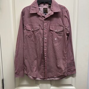 Roper Boys Burgundy and White Geometric Shirt